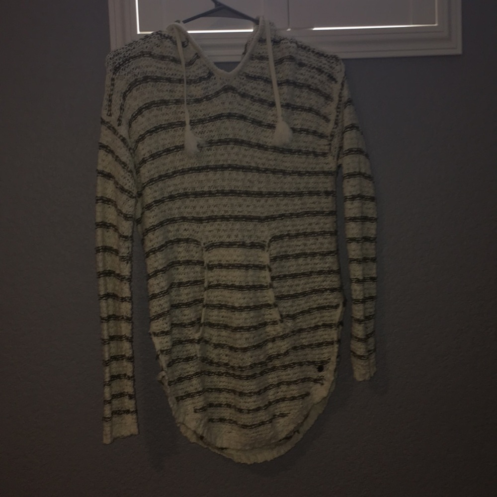 Green and White Sweater Hoodie